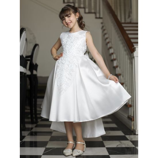 صورة فستان سهرة بناتي بتطريز وذيل لإطلالة ملكية بلونين - 1033